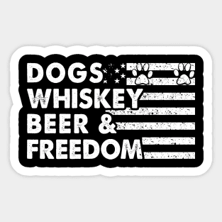 Dog Whiskey Beer and Freedom Sticker